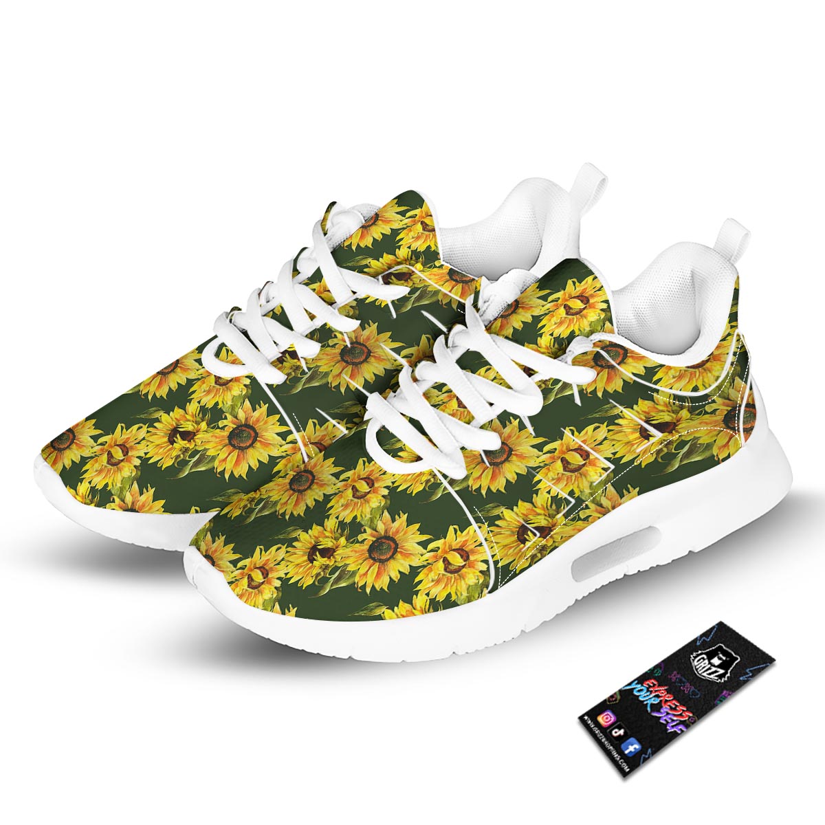 Floral Sunflower Print Pattern Tennis Shoes-grizzshop