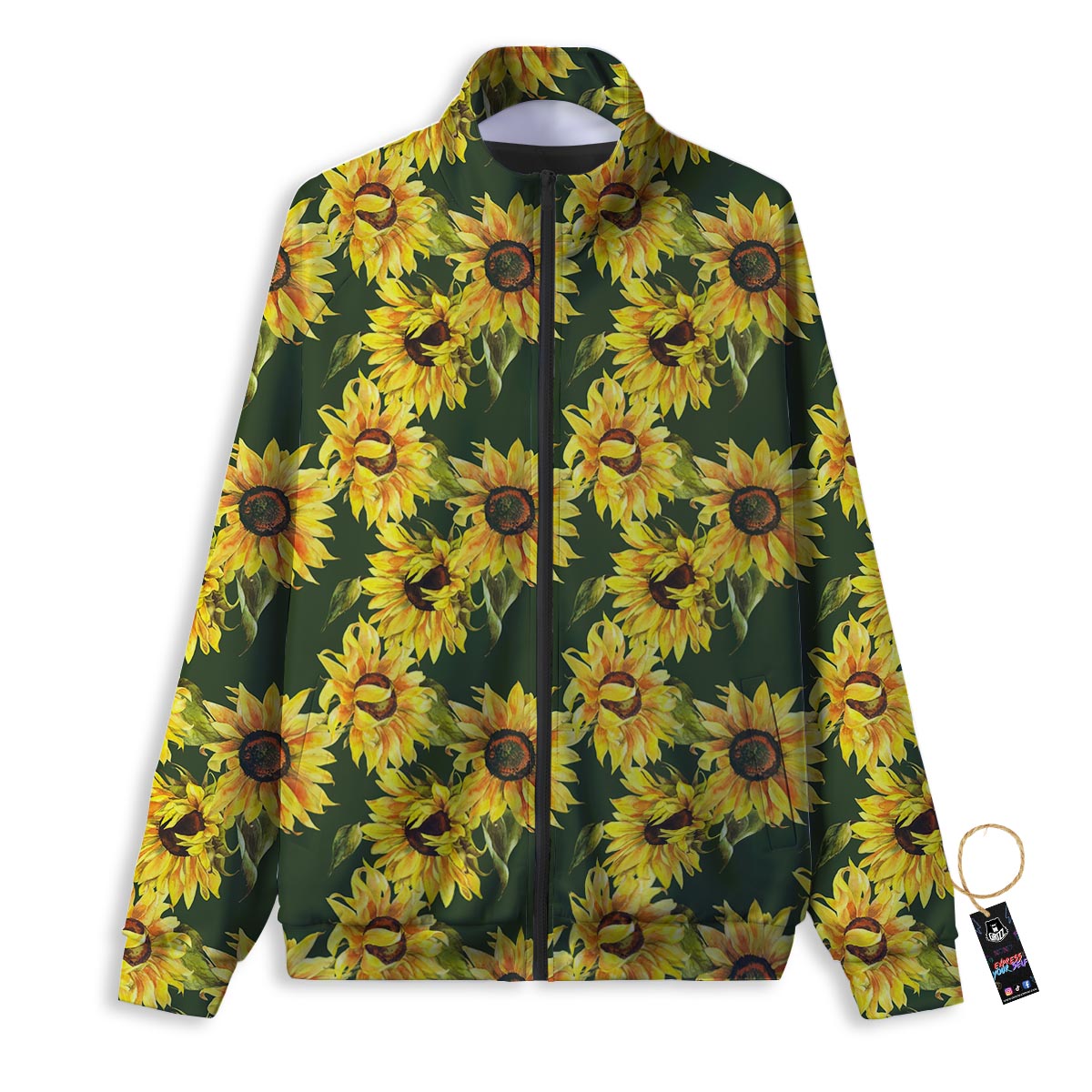 Floral Sunflower Print Pattern Track Jacket-grizzshop