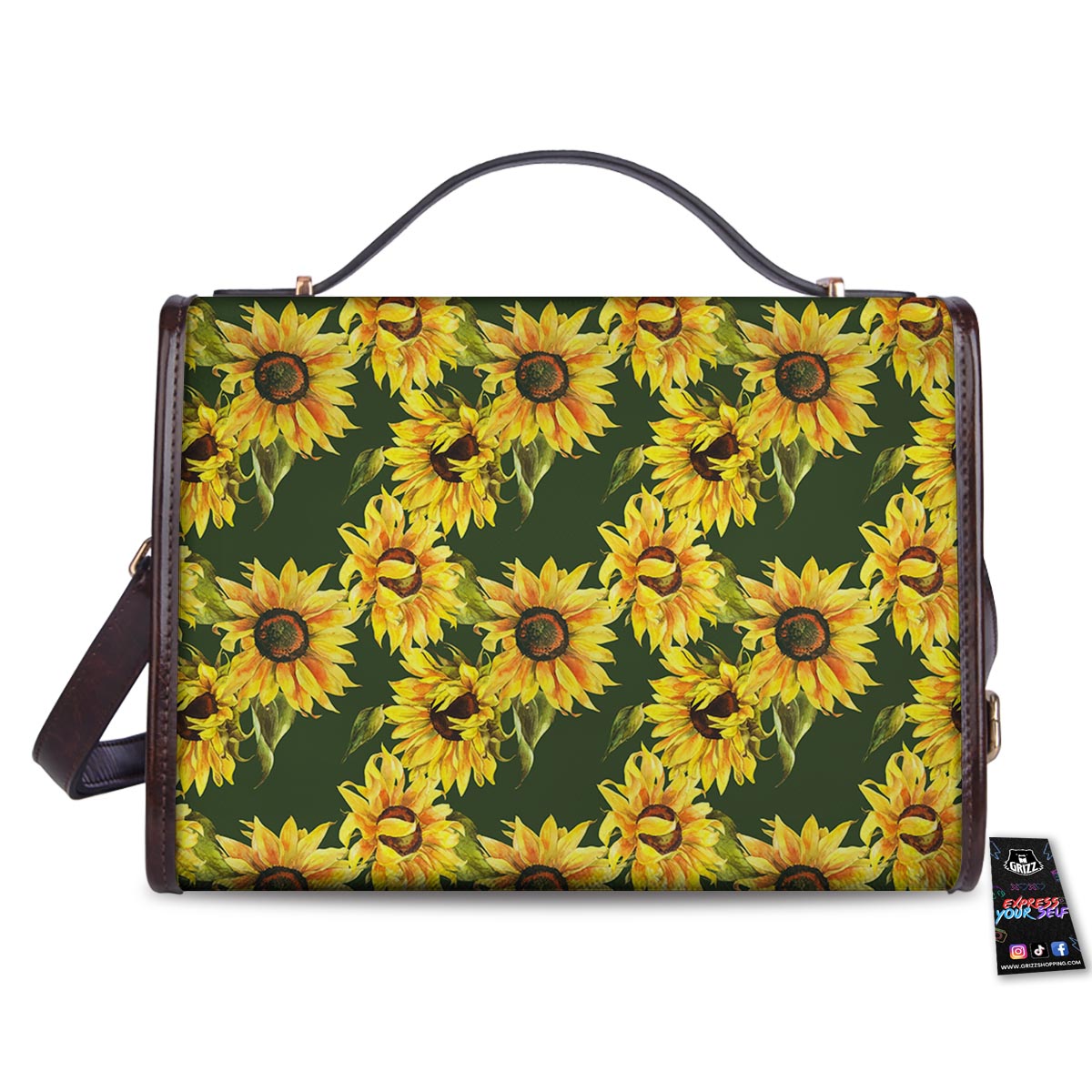 Floral Sunflower Print Pattern Women's Satchel Bag-grizzshop
