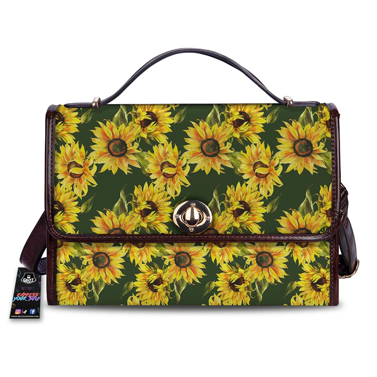 Floral Sunflower Print Pattern Women's Satchel Bag-grizzshop
