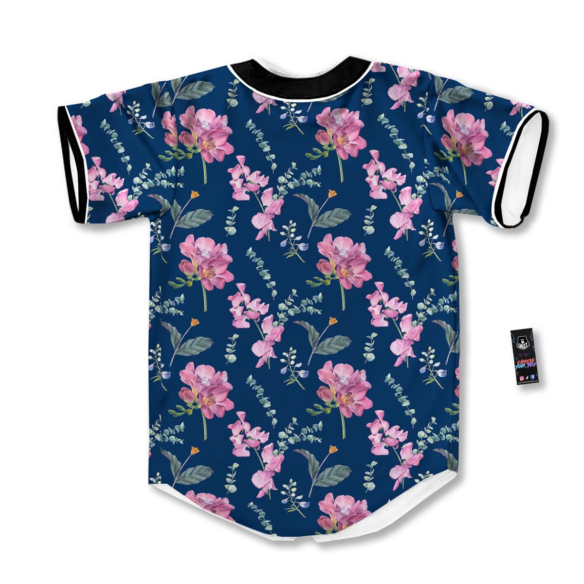 Floral Sweet Pea Print Pattern Baseball Jersey-grizzshop
