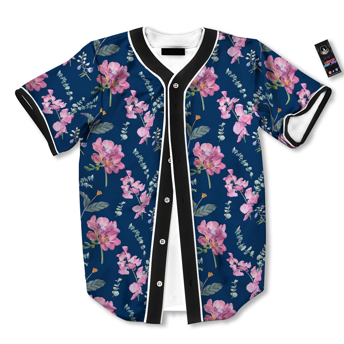 Floral Sweet Pea Print Pattern Baseball Jersey-grizzshop