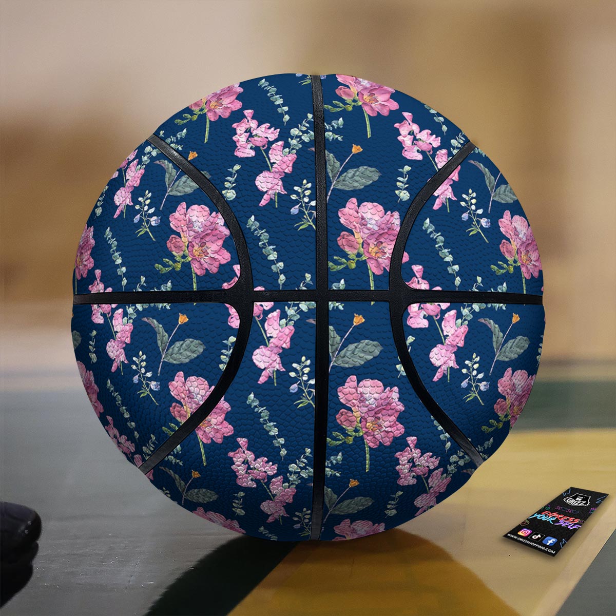 Floral Sweet Pea Print Pattern Basketball