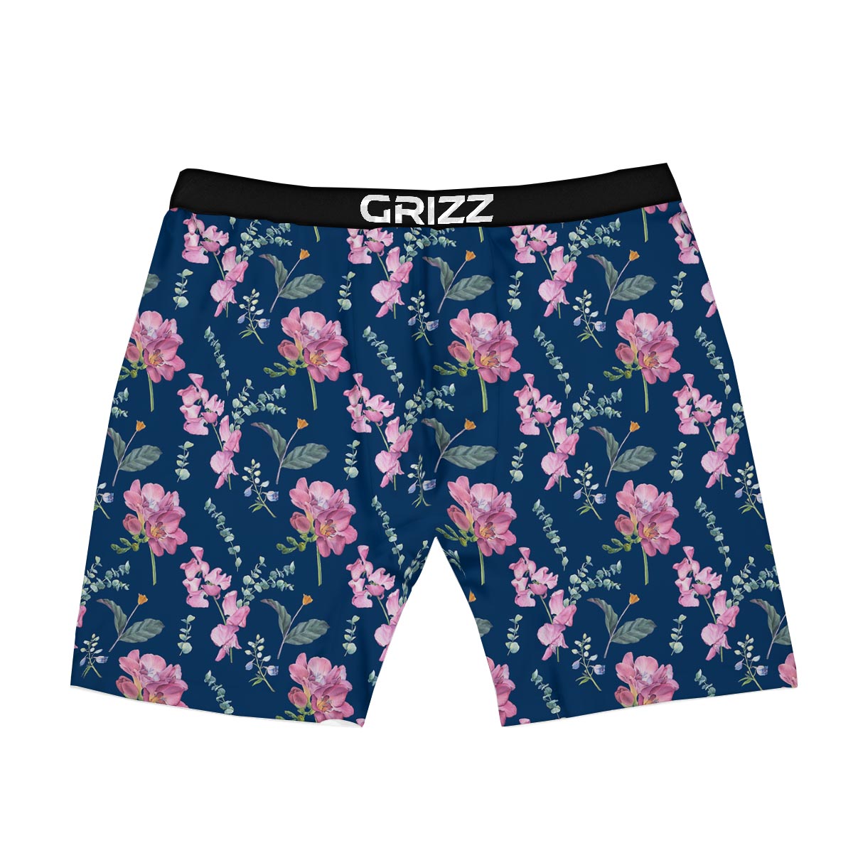 Floral Sweet Pea Print Pattern Boxer Briefs-grizzshop