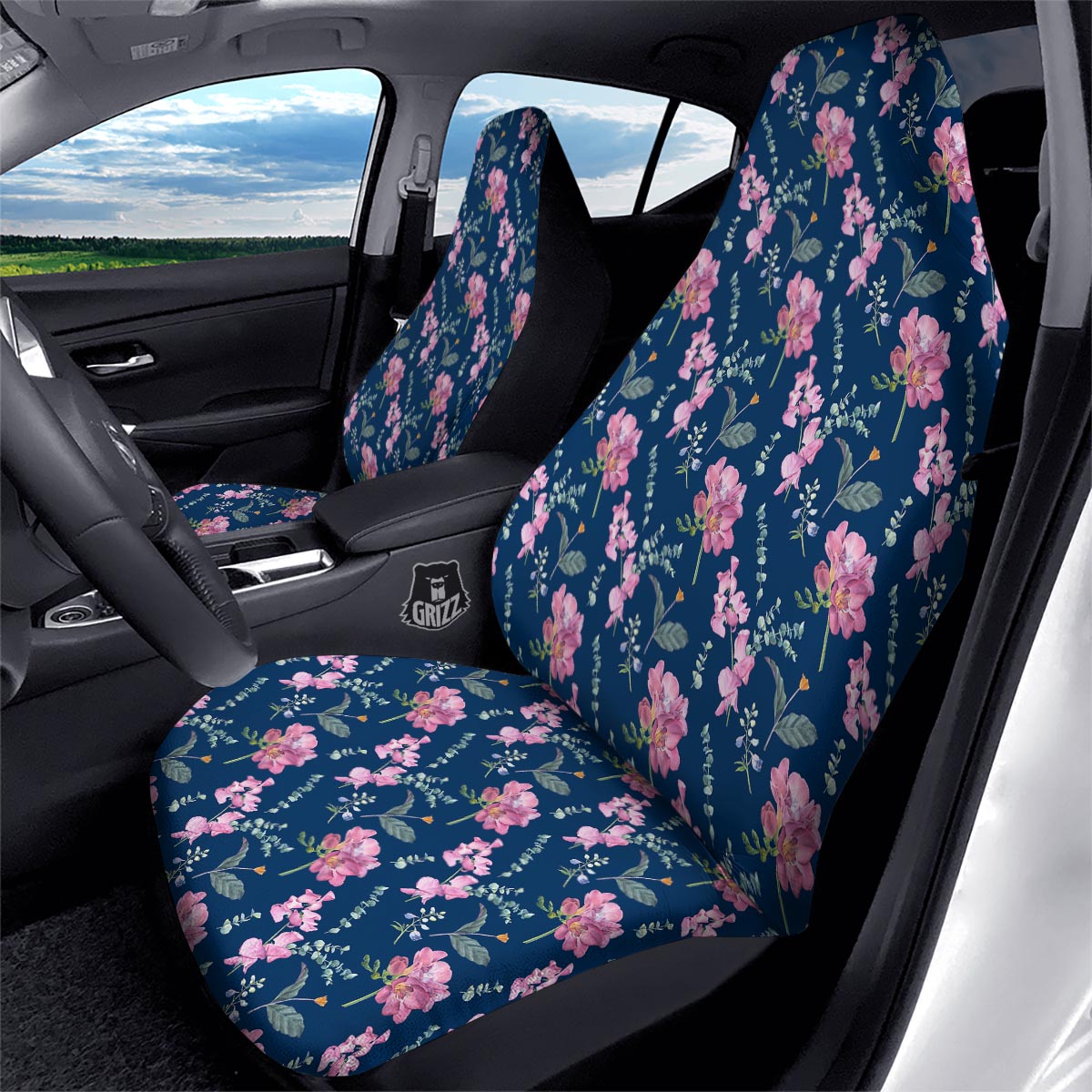 Floral Sweet Pea Print Pattern Car Seat Covers-grizzshop