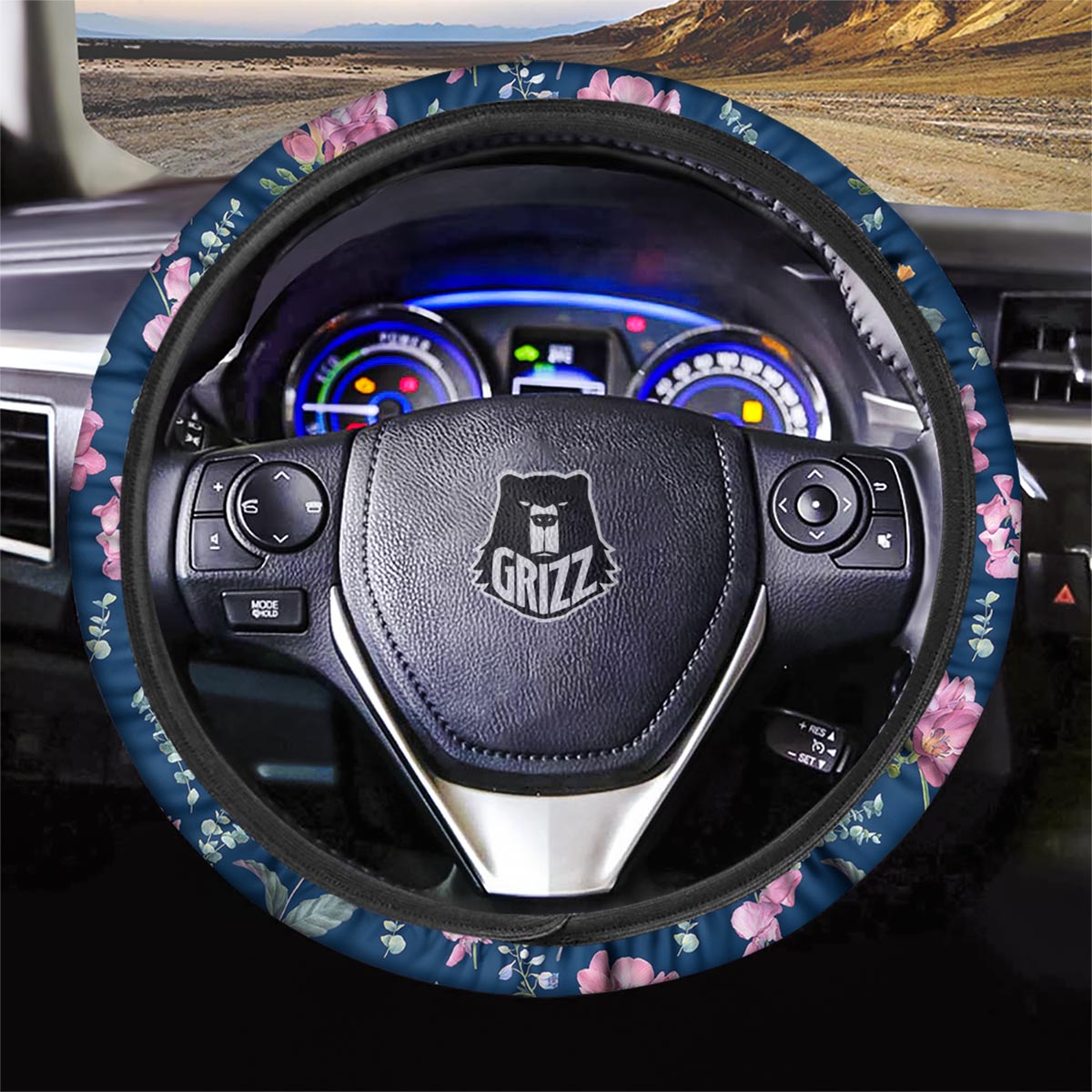 Floral Sweet Pea Print Pattern Car Steering Wheel Cover-grizzshop