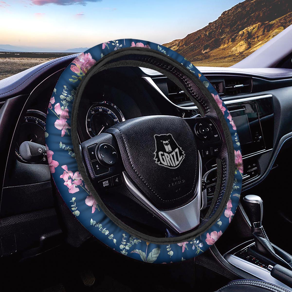 Floral Sweet Pea Print Pattern Car Steering Wheel Cover-grizzshop