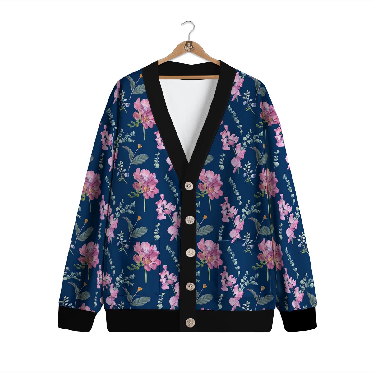 Floral Sweet Pea Print Pattern Cardigan-grizzshop