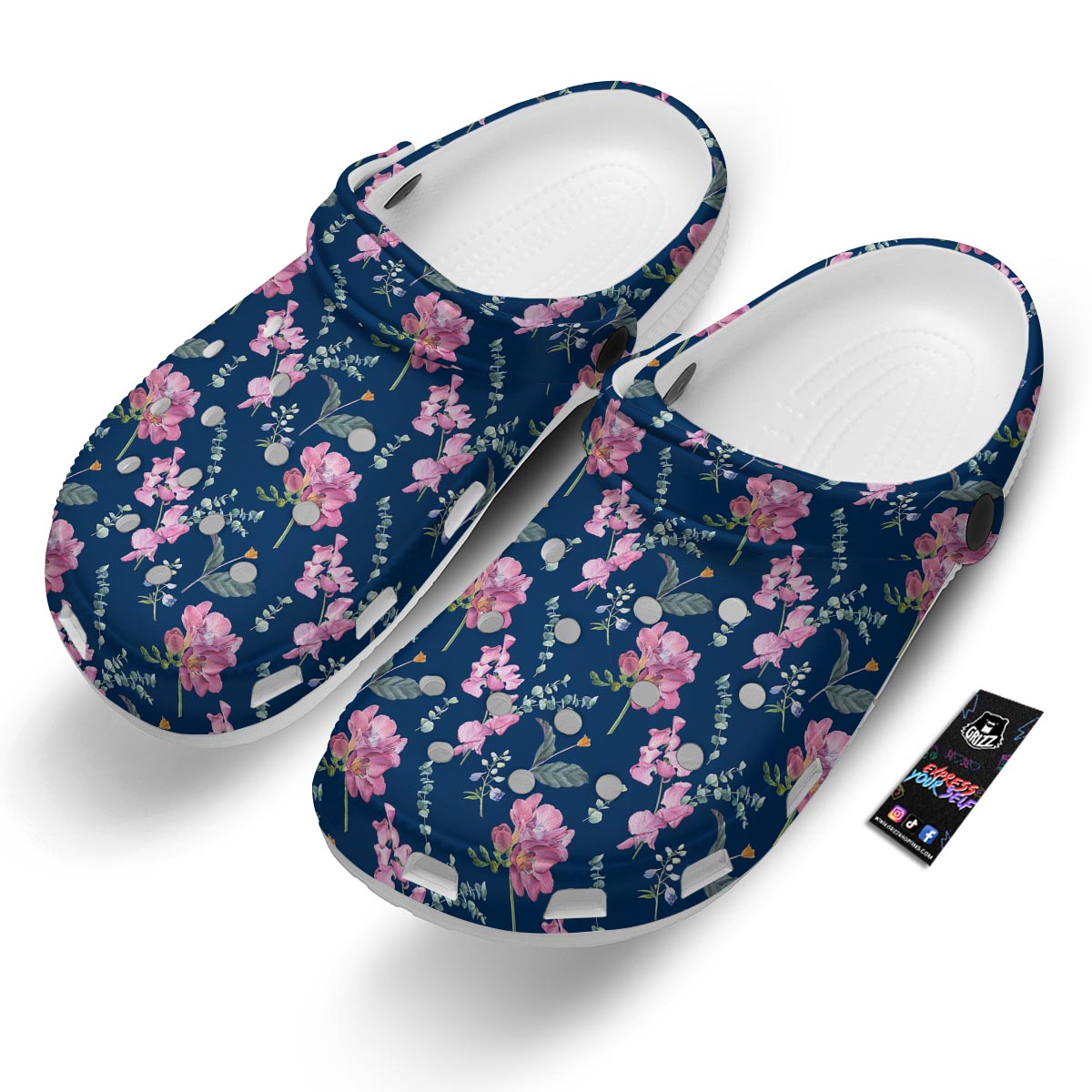 Floral Sweet Pea Print Pattern Clog-grizzshop