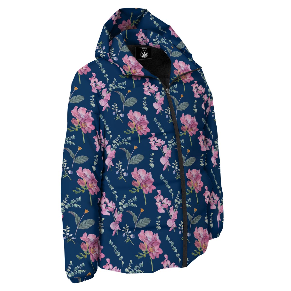 Floral Sweet Pea Print Pattern Down Jacket-grizzshop