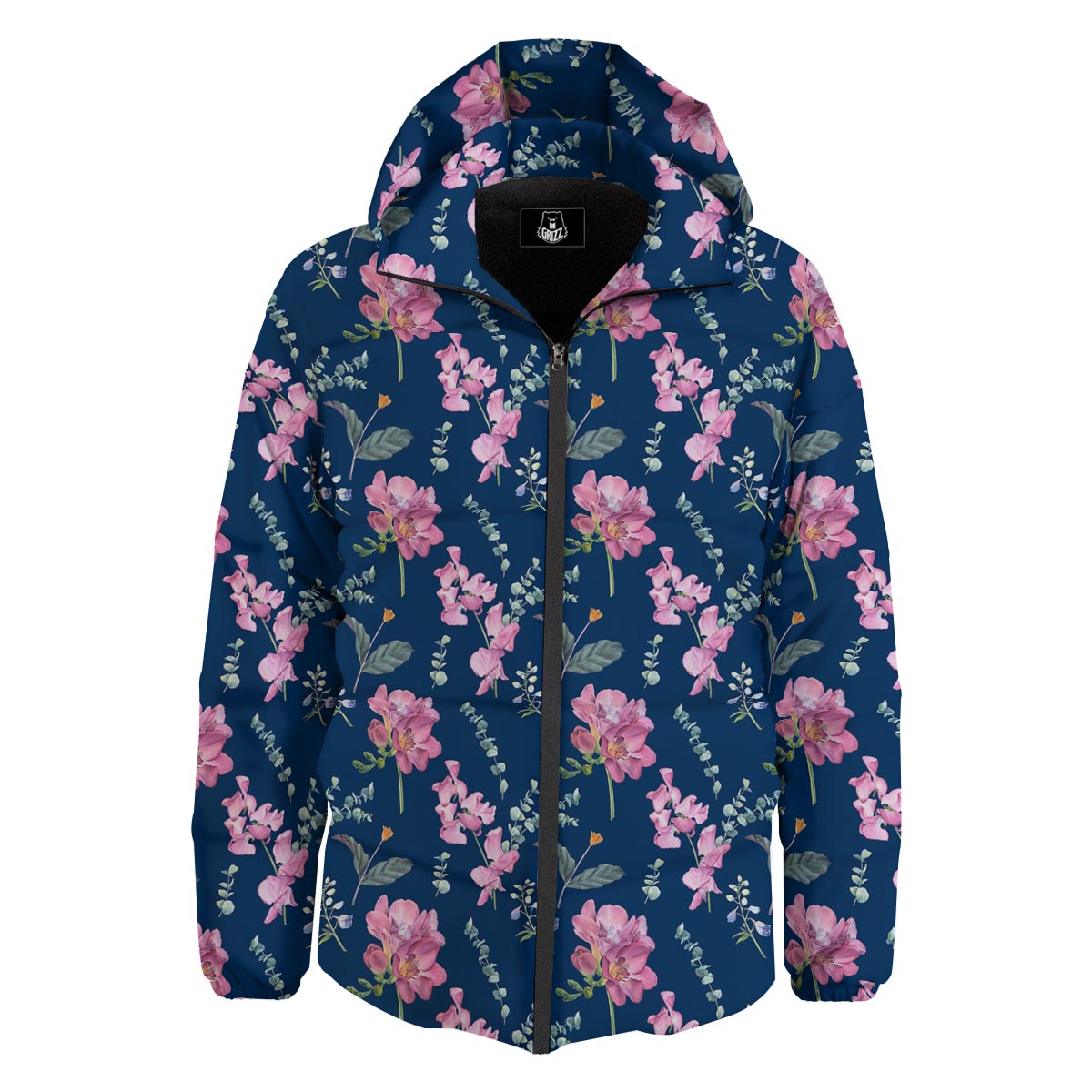 Floral Sweet Pea Print Pattern Down Jacket-grizzshop