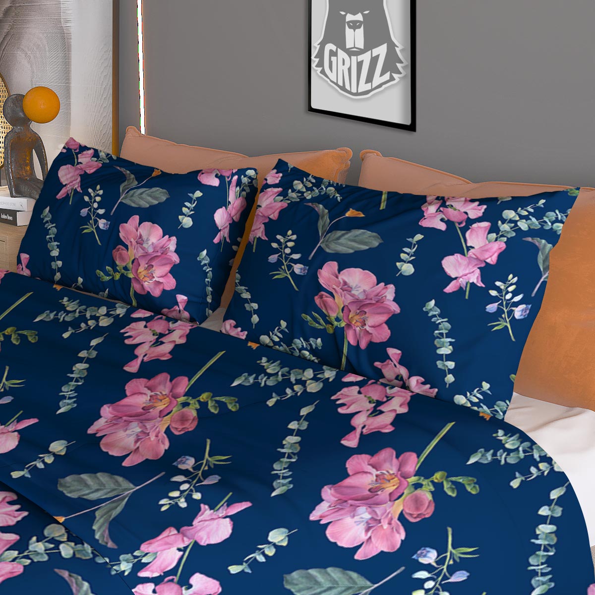 Floral Sweet Pea Print Pattern Duvet Cover Bedding Set