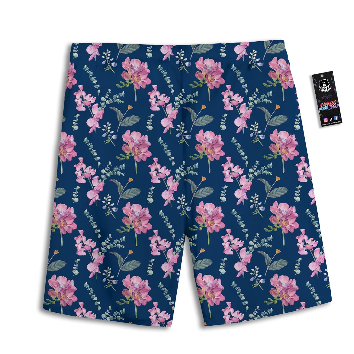 Floral Sweet Pea Print Pattern Men's Athletic Shorts