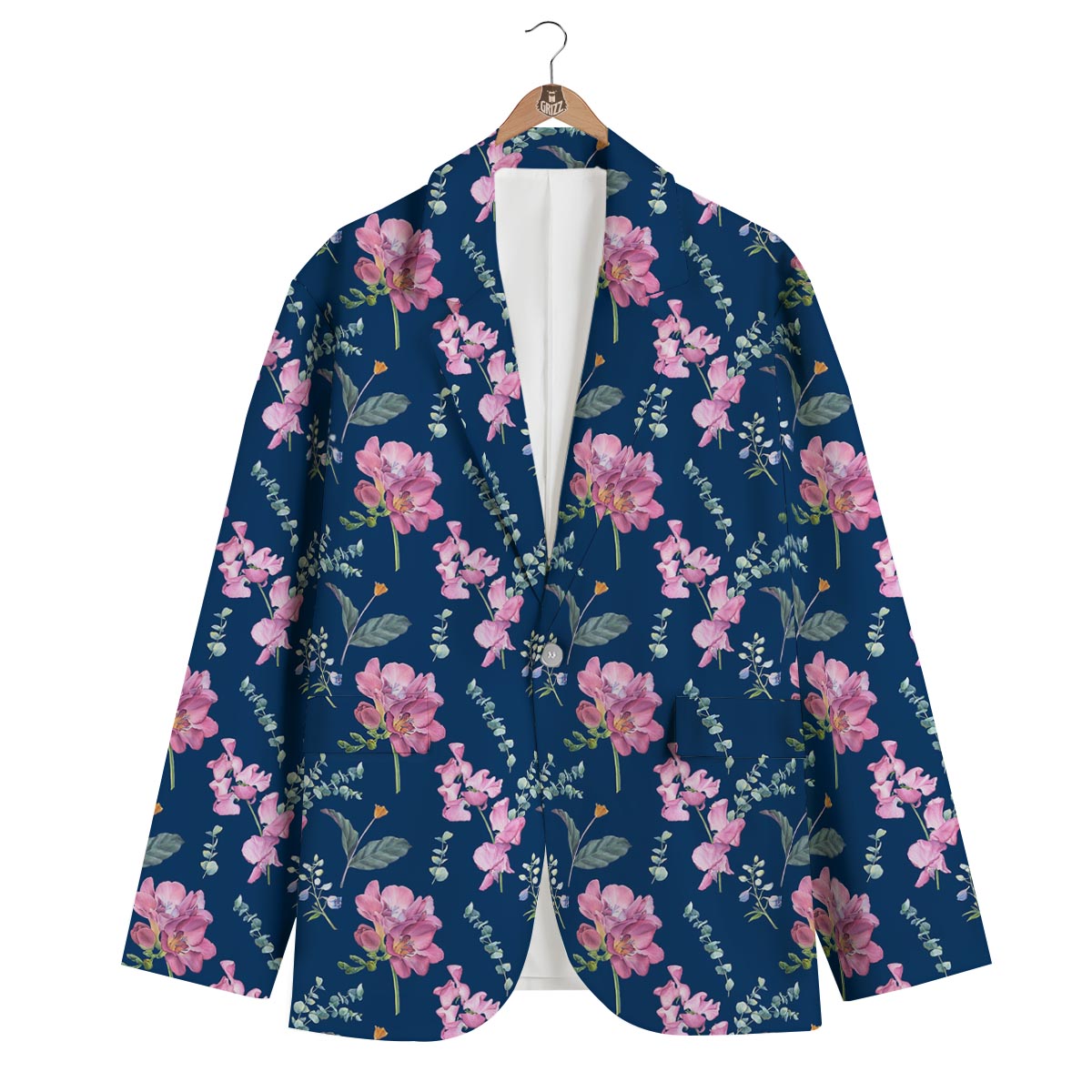 Floral Sweet Pea Print Pattern Men's Blazer-grizzshop