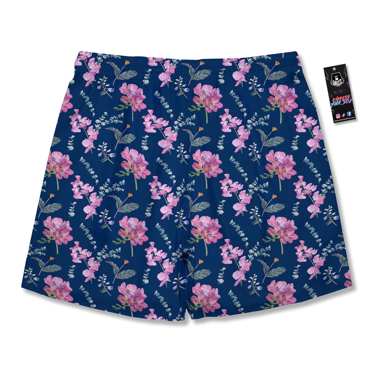Floral Sweet Pea Print Pattern Men's Running Shorts-grizzshop