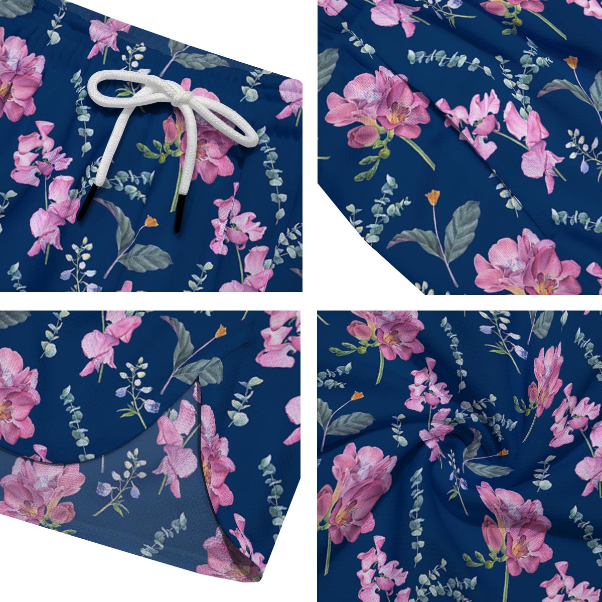 Floral Sweet Pea Print Pattern Men's Running Shorts-grizzshop