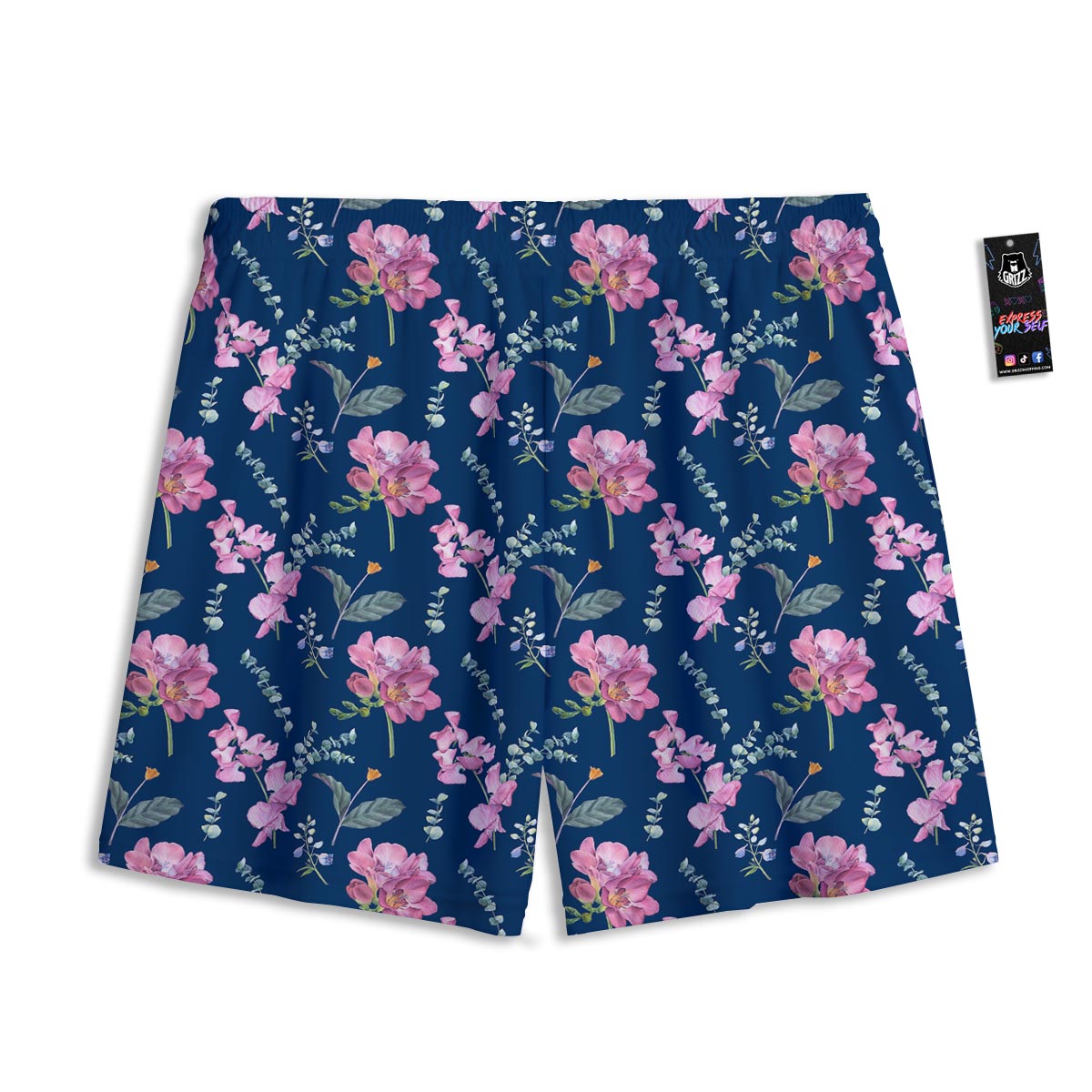 Floral Sweet Pea Print Pattern Mesh Shorts