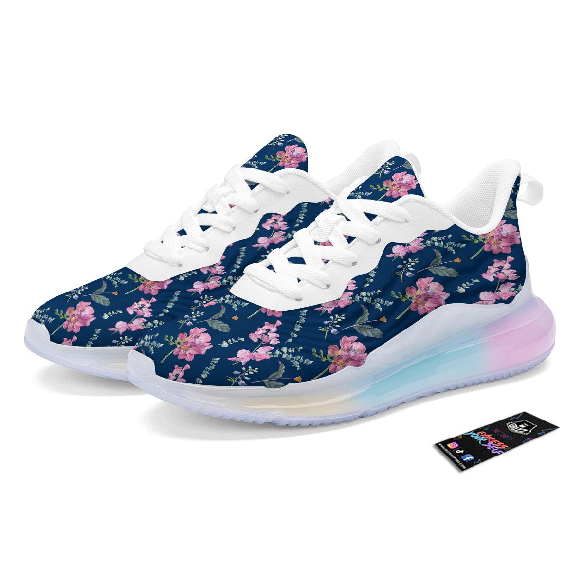 Floral Sweet Pea Print Pattern Running Sneakers-grizzshop