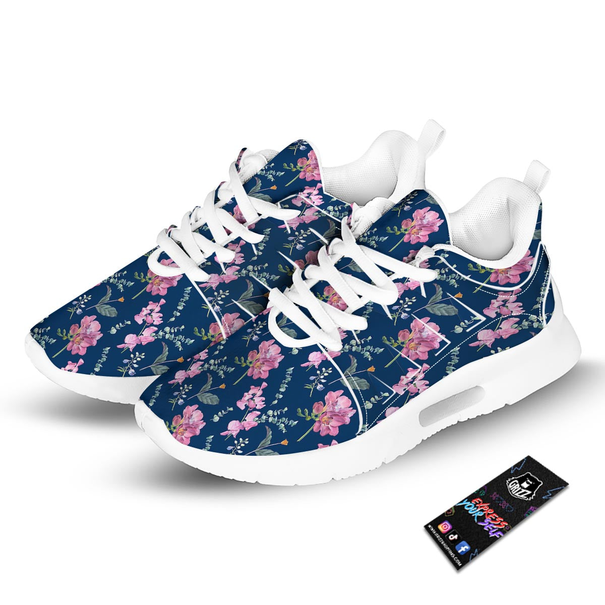 Floral Sweet Pea Print Pattern Tennis Shoes-grizzshop