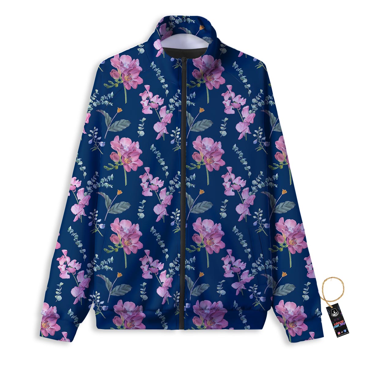 Floral Sweet Pea Print Pattern Track Jacket-grizzshop
