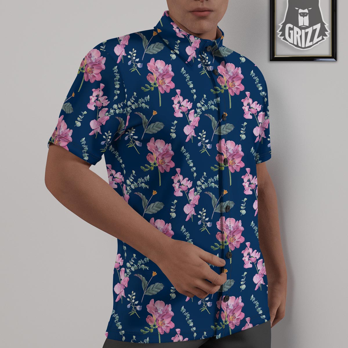Floral Sweet Pea Print Pattern Untucked Shirts-grizzshop