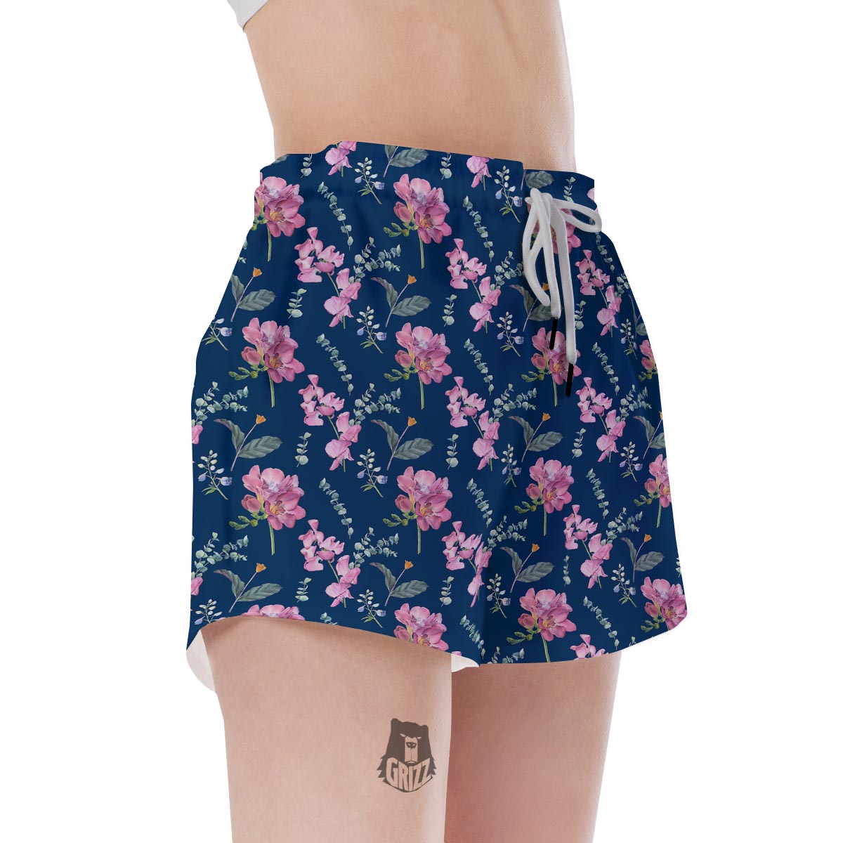 Floral Sweet Pea Print Pattern Women's Shorts-grizzshop
