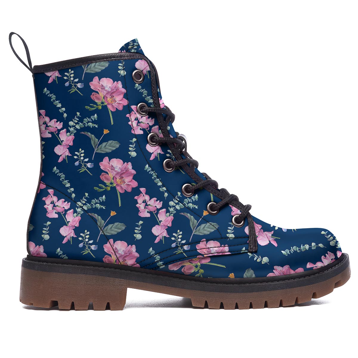 Floral Sweet Pea Print Pattern Work Boots-grizzshop