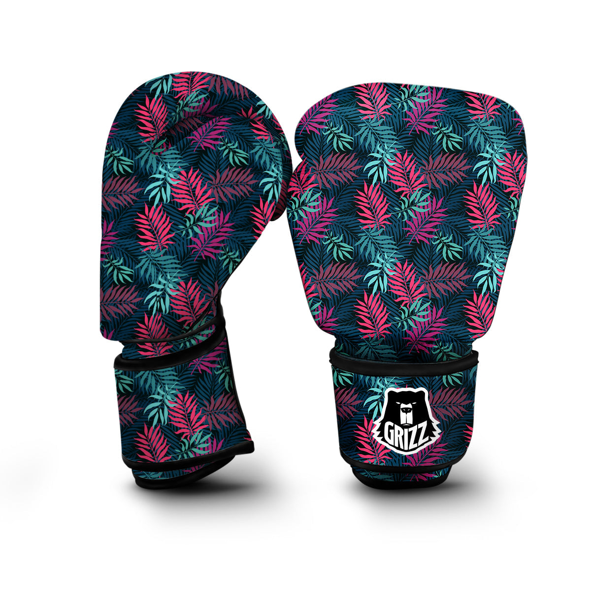 Floral Tropical Hawaiian Palm Leaves Pattern Print Boxing Gloves-grizzshop
