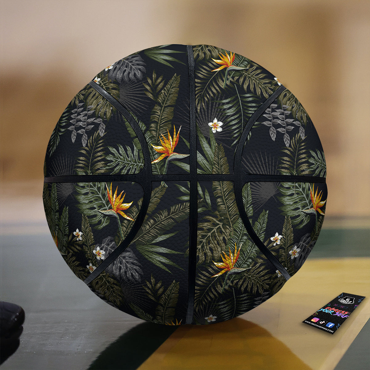 Floral Tropical Vintage Print Pattern Basketball