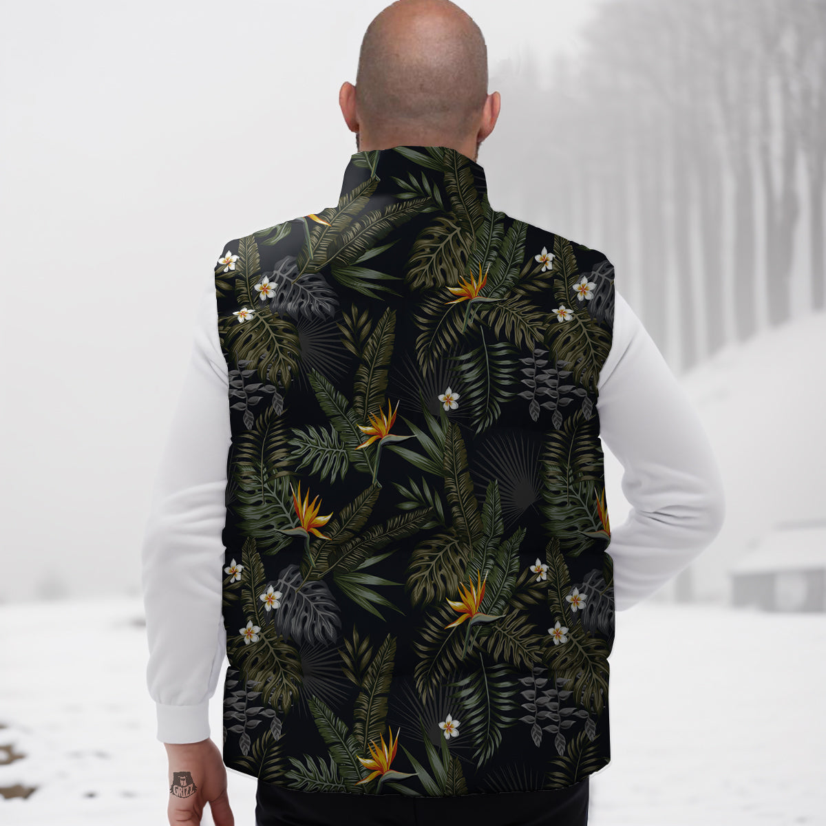 Floral Tropical Vintage Print Pattern Down Vest-grizzshop