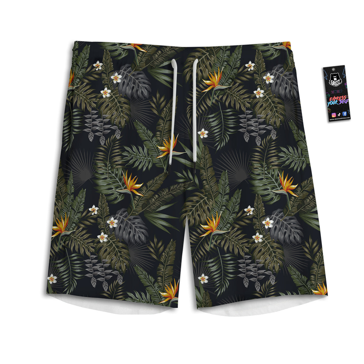 Floral Tropical Vintage Print Pattern Men's Athletic Shorts