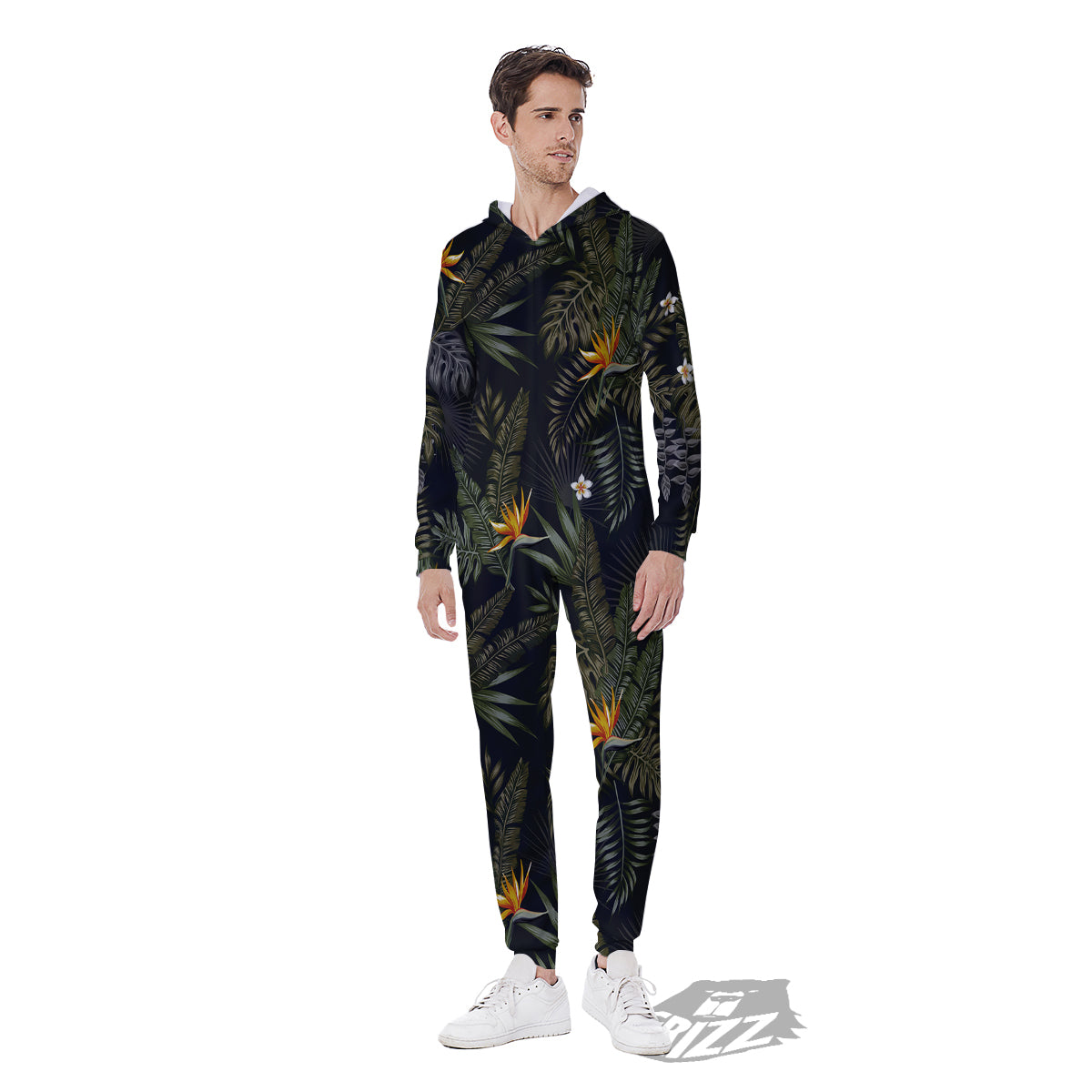 Floral Tropical Vintage Print Pattern Men's Jumpsuit-grizzshop