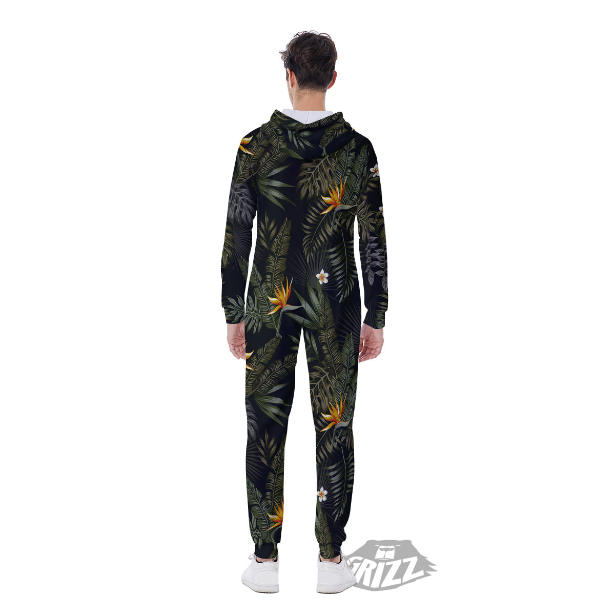 Floral Tropical Vintage Print Pattern Men's Jumpsuit-grizzshop