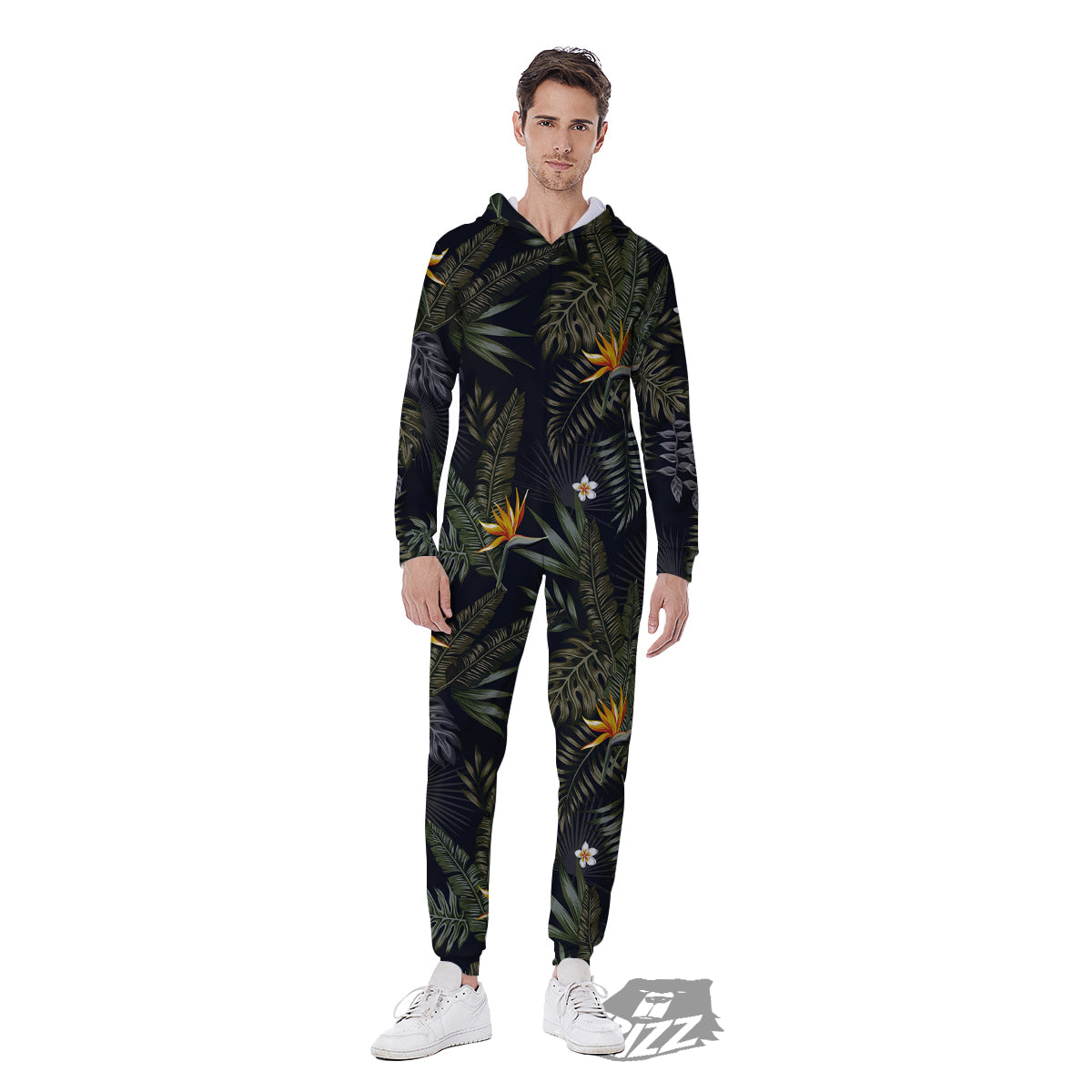 Floral Tropical Vintage Print Pattern Men's Jumpsuit-grizzshop