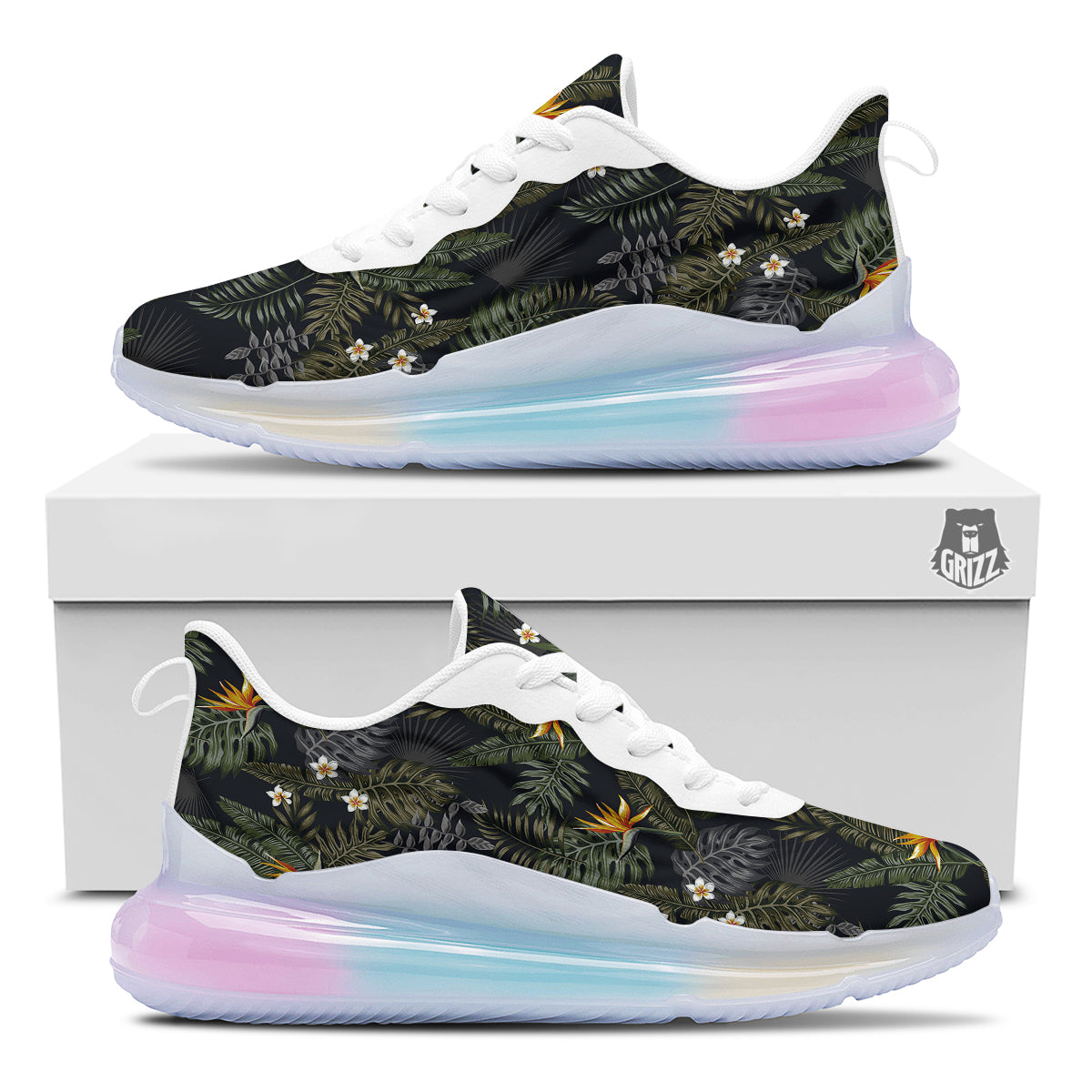 Floral Tropical Vintage Print Pattern Running Sneakers-grizzshop