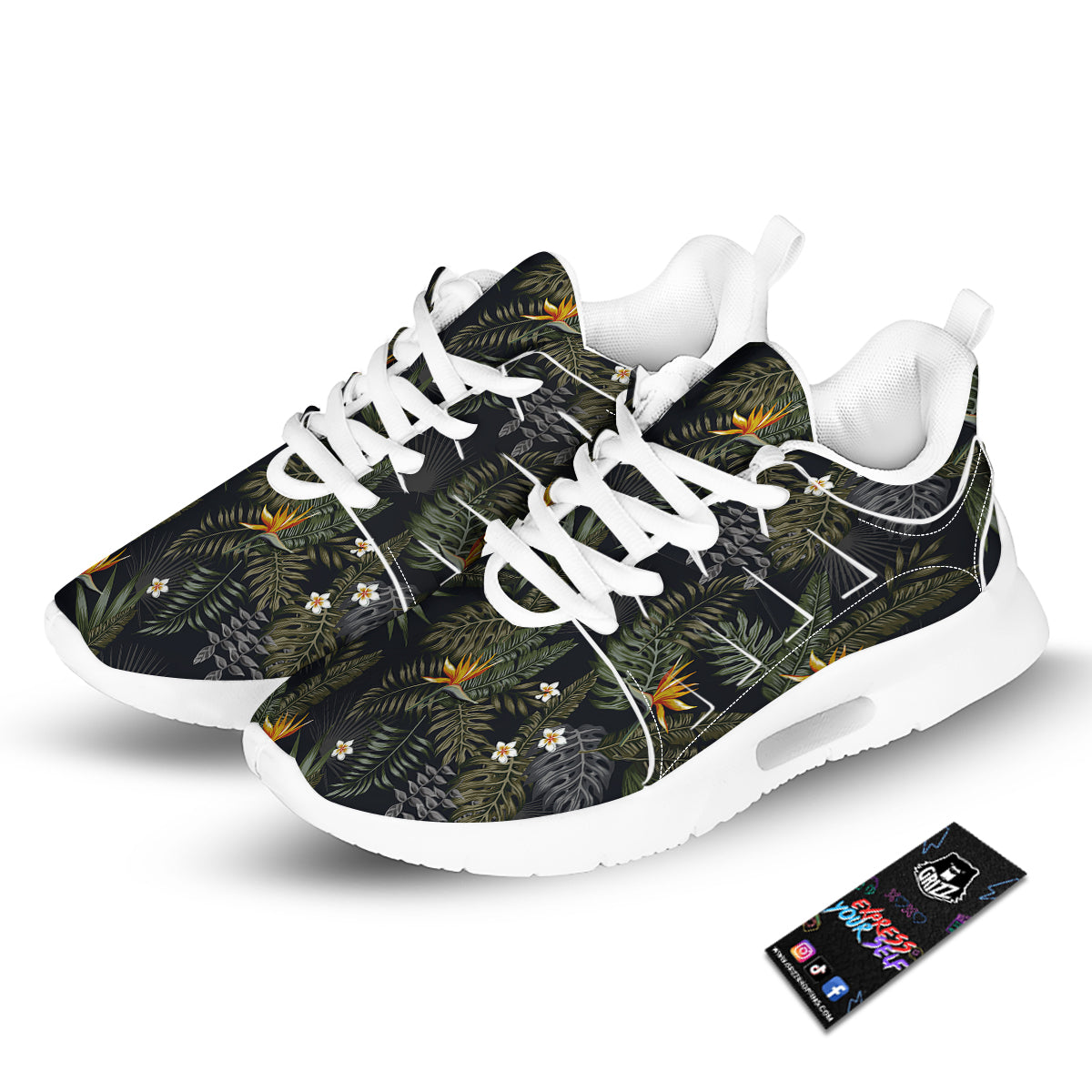 Floral Tropical Vintage Print Pattern Tennis Shoes-grizzshop