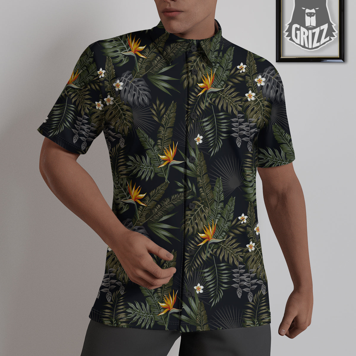 Floral Tropical Vintage Print Pattern Untucked Shirts-grizzshop