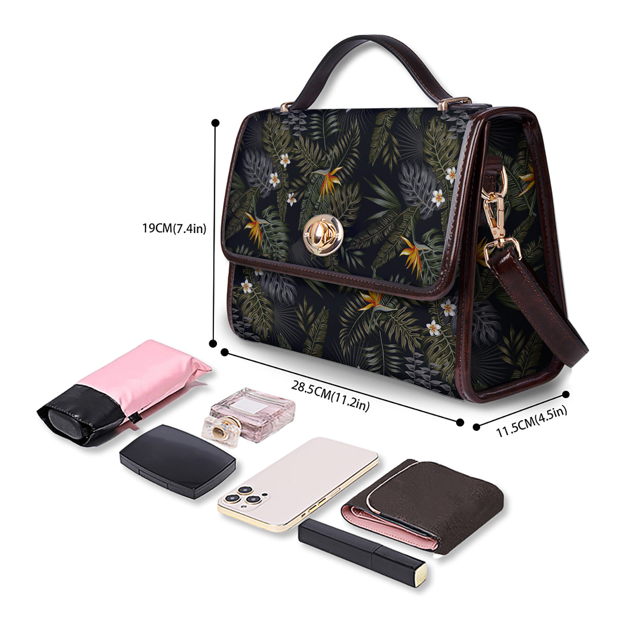 Floral Tropical Vintage Print Pattern Women's Satchel Bag-grizzshop