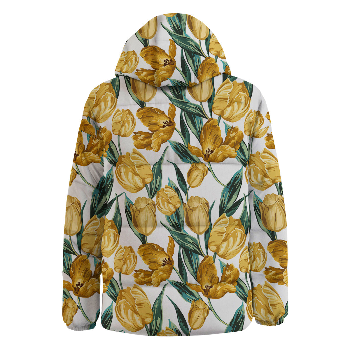 Floral Tulip Yellow Print Pattern Down Jacket-grizzshop