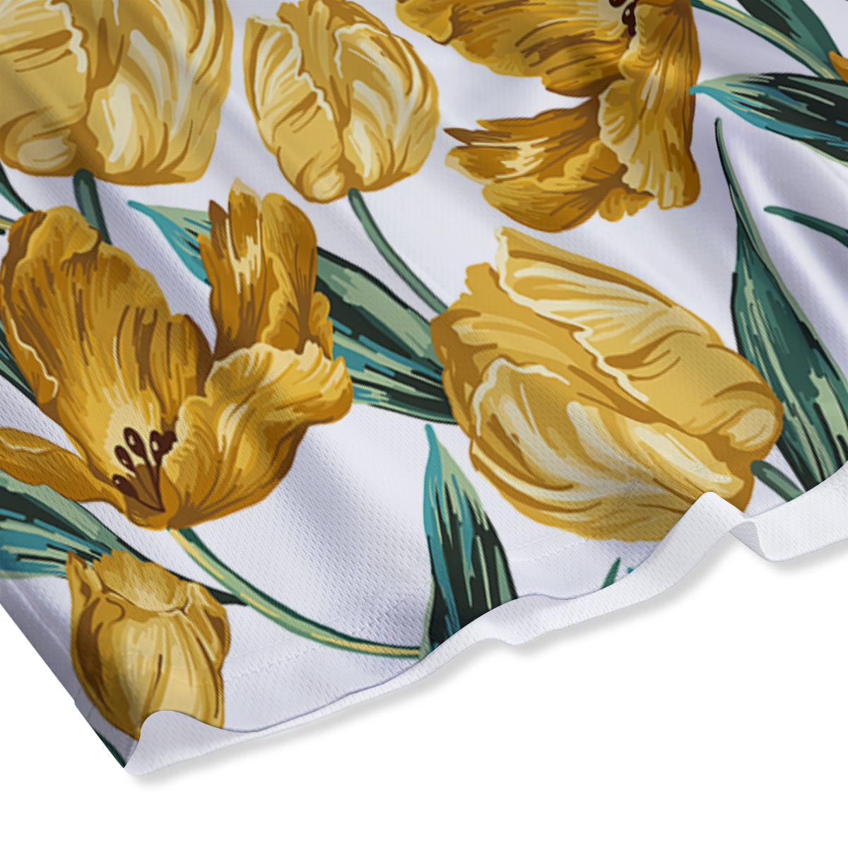 Floral Tulip Yellow Print Pattern Mesh Shorts