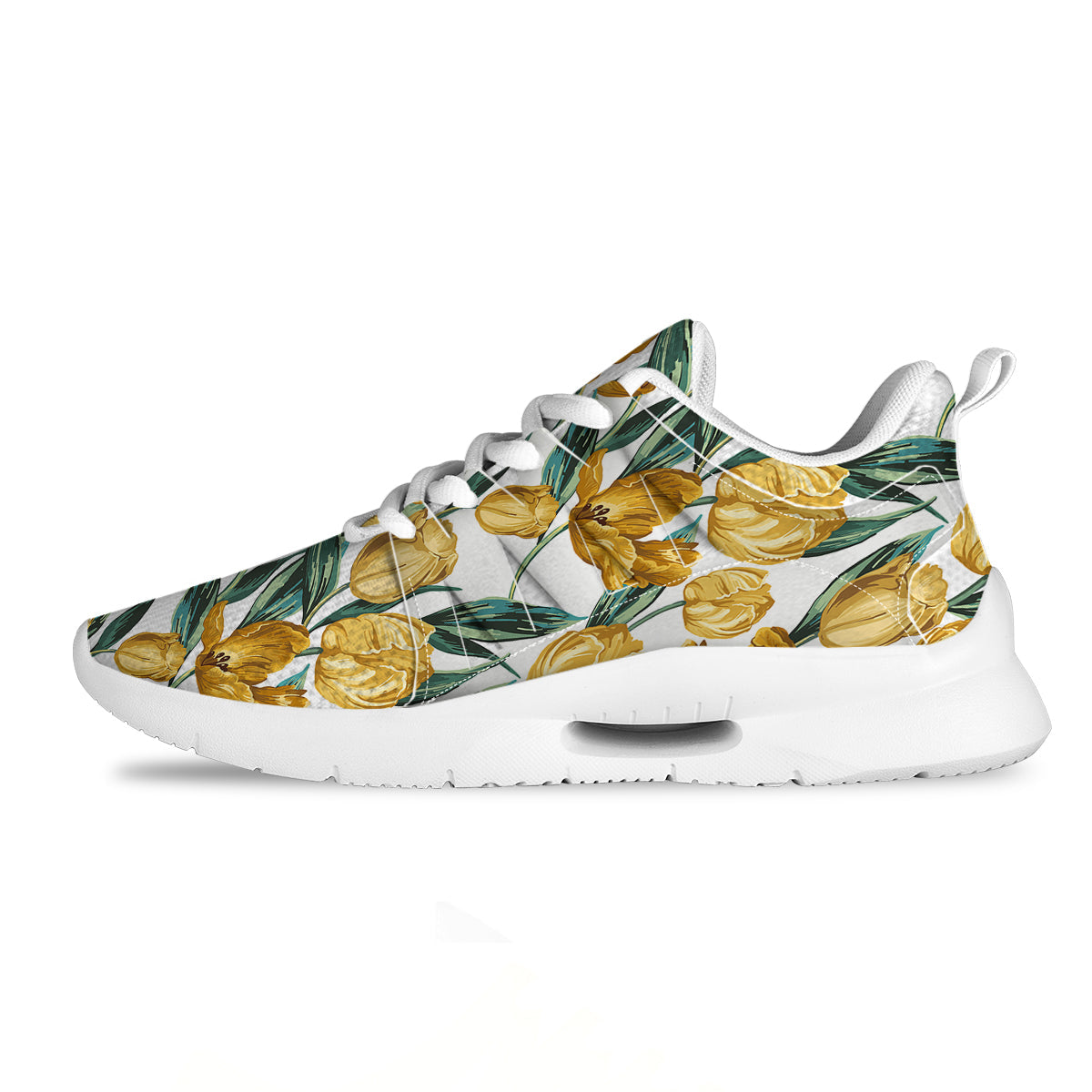 Floral Tulip Yellow Print Pattern Tennis Shoes-grizzshop