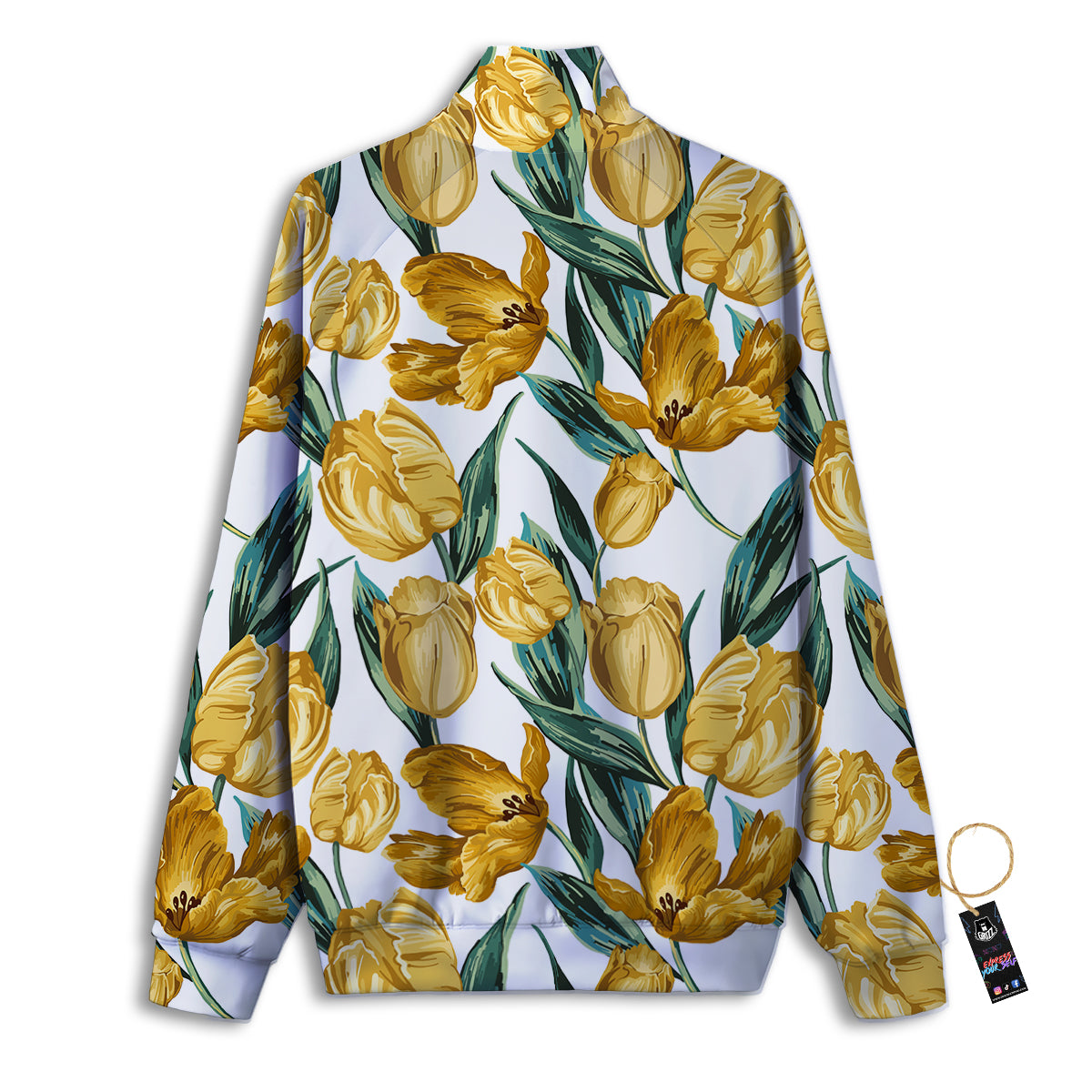 Floral Tulip Yellow Print Pattern Track Jacket-grizzshop