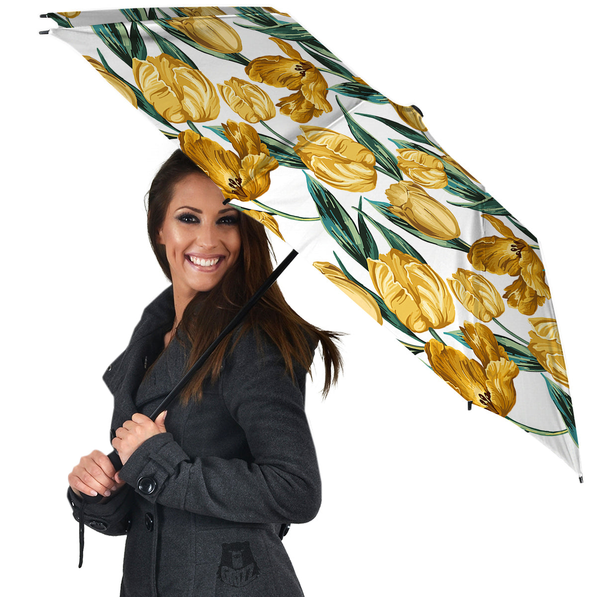 Floral Tulip Yellow Print Pattern Umbrella-grizzshop