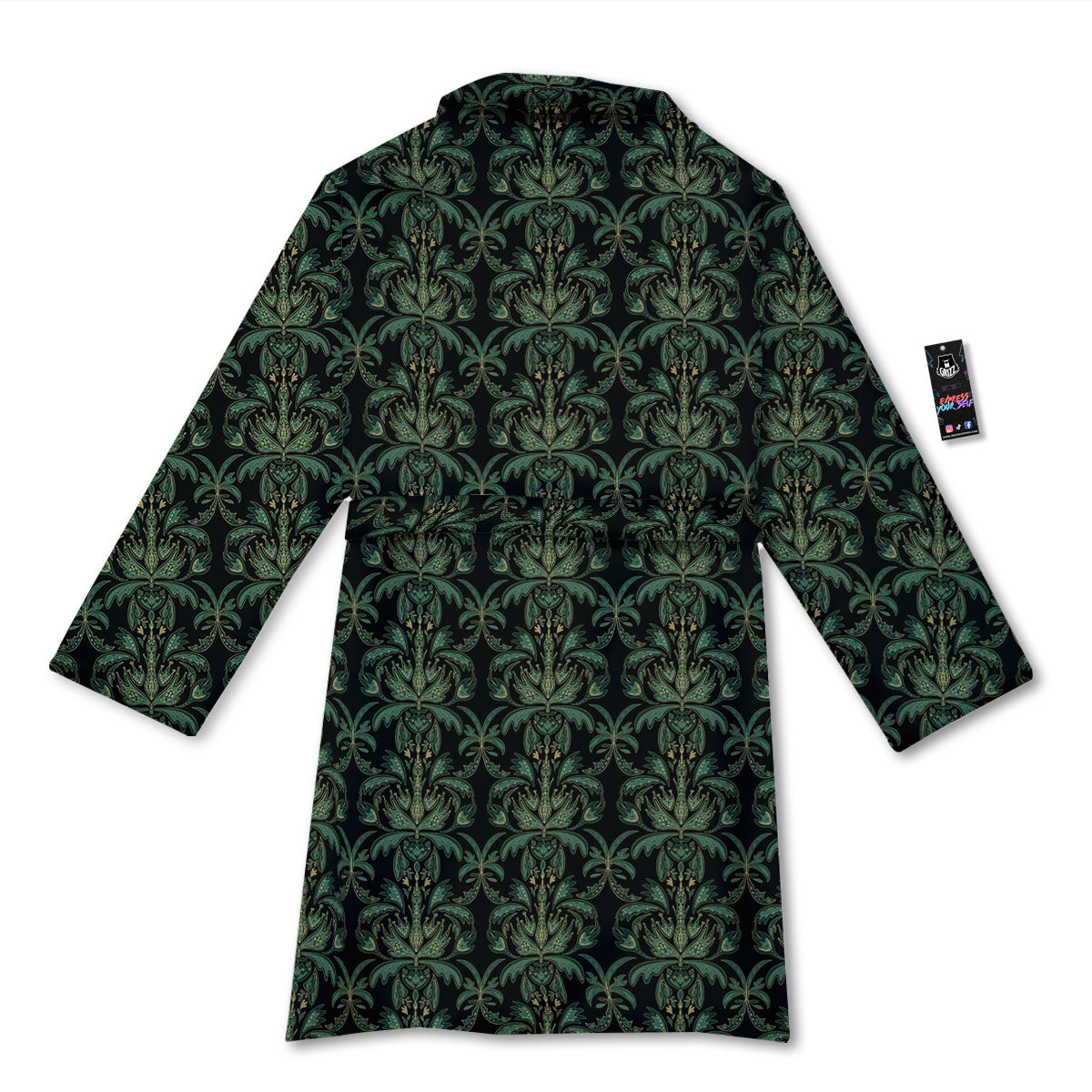 Floral Western Dark Print Pattern Bathrobe-grizzshop
