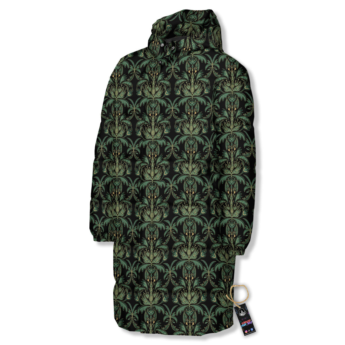 Floral Western Dark Print Pattern Long Down Jacket-grizzshop