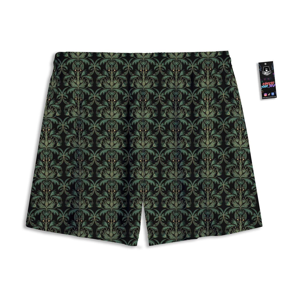 Floral Western Dark Print Pattern Mesh Shorts