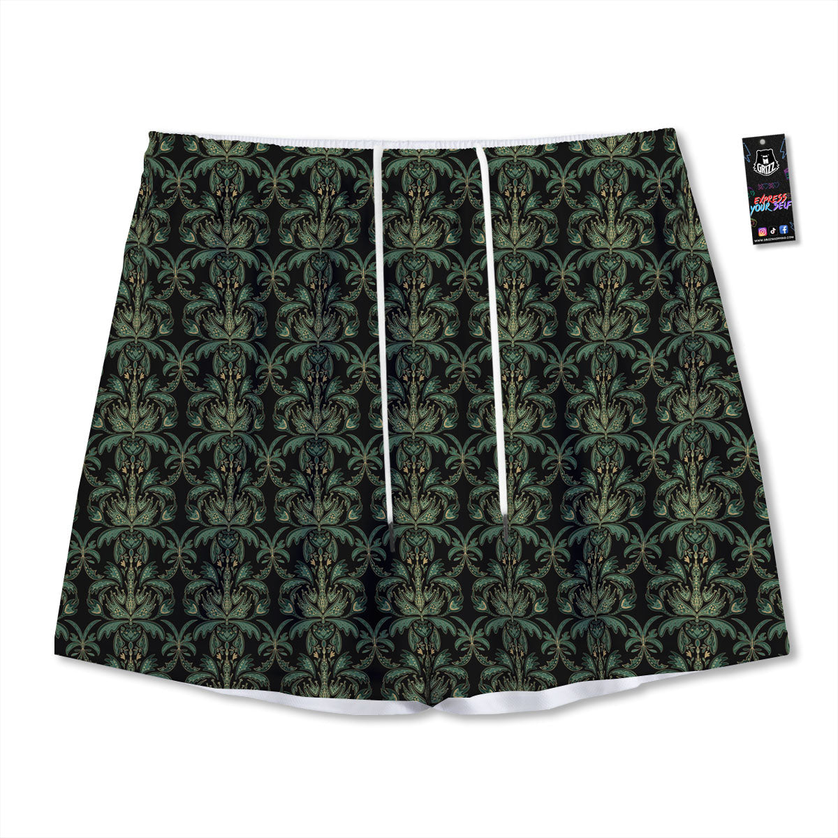 Floral Western Dark Print Pattern Mesh Shorts