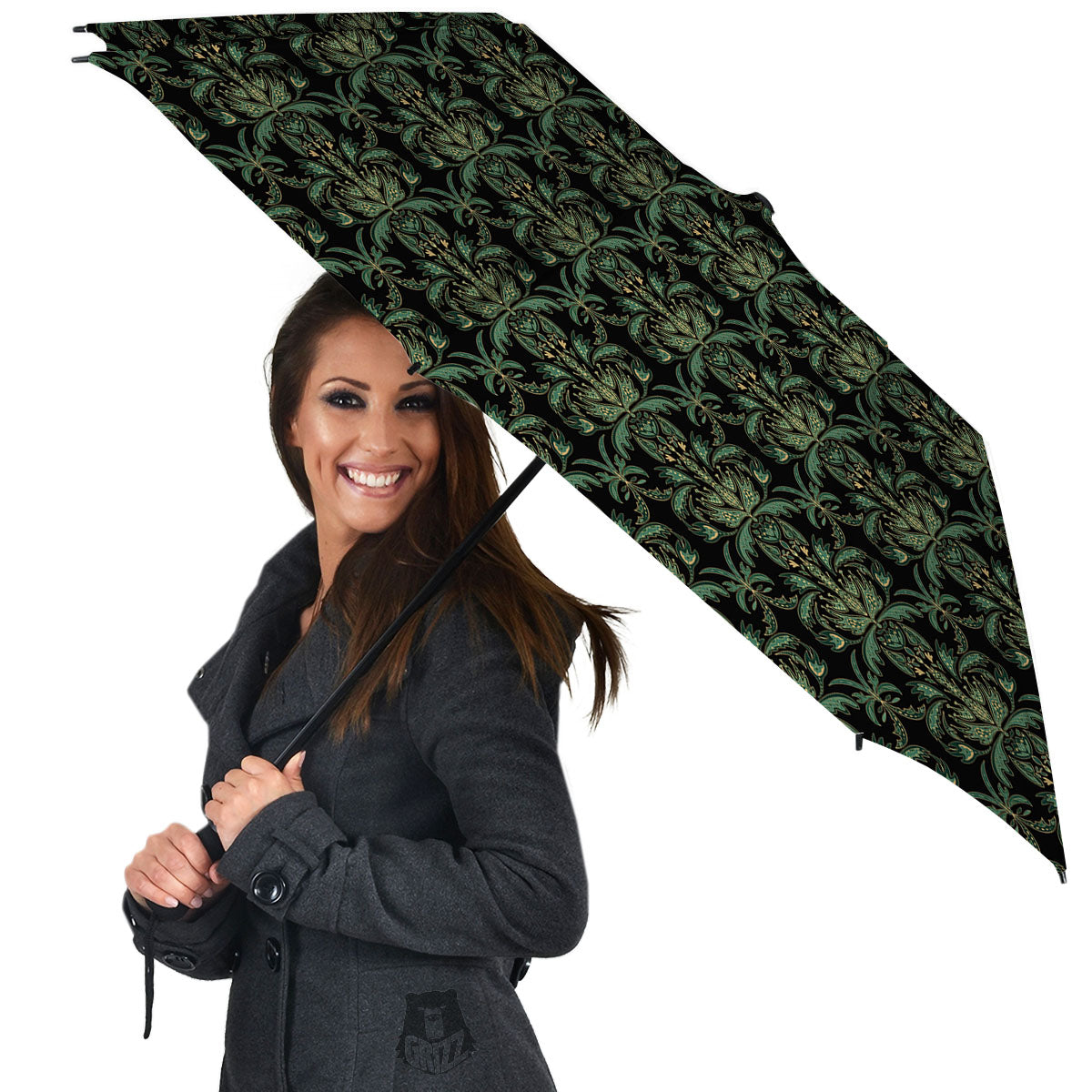 Floral Western Dark Print Pattern Umbrella-grizzshop