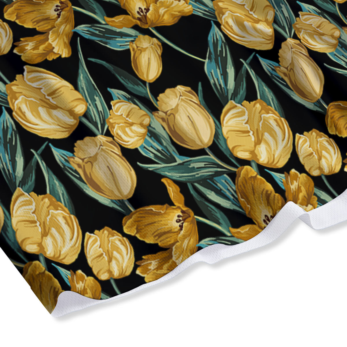 Floral Yellow And Gold Print Mesh Shorts