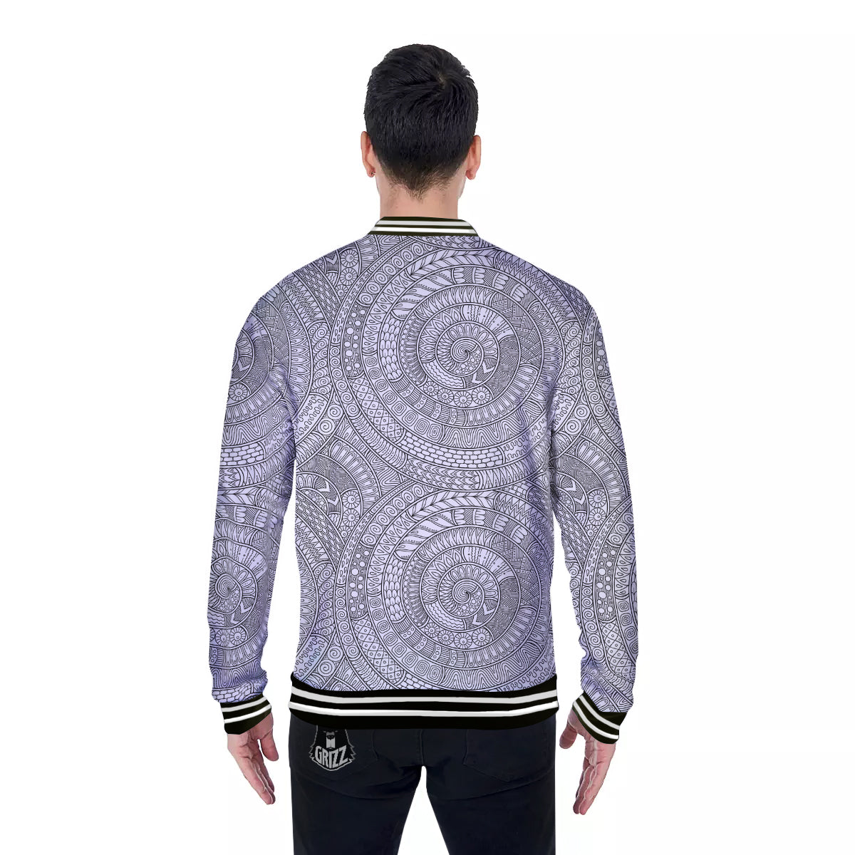 Floral Zentangle Print Pattern Baseball Jacket-grizzshop